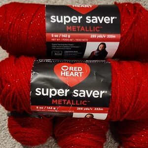 Red Heart Super Saver Metallic Yarn 6 Skeins